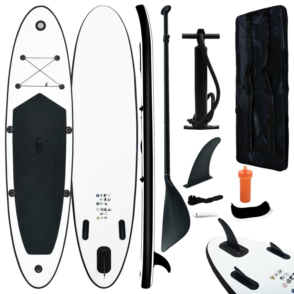 Aufblasbares Stand up Paddle Board Set Schwarz Und Weiß