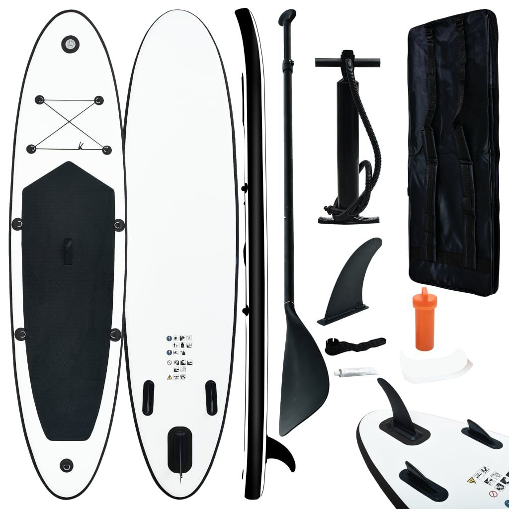 Aufblasbares Stand up Paddle Board Set Schwarz Und Weiß